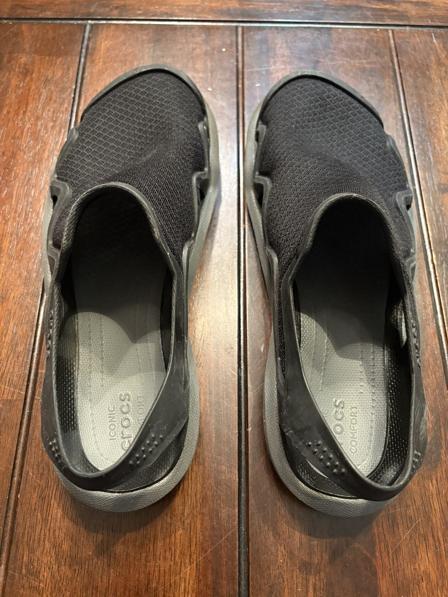 Crocs Swiftwater Mesh Wave Black Sandals Slides Water Boat 