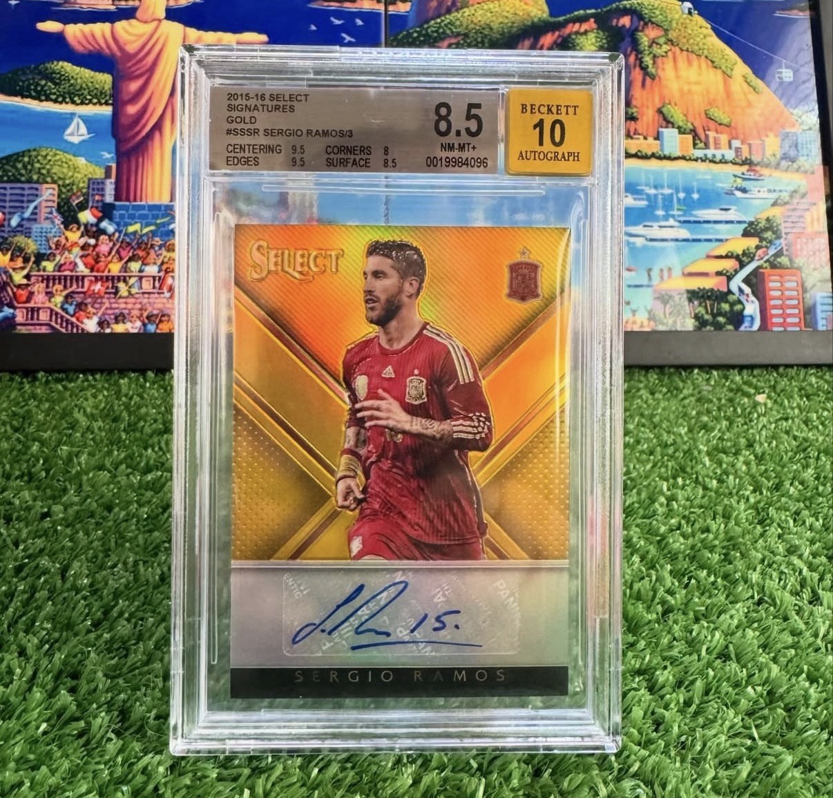 Panini 15/16 Select Signatures Gold Sergio Ramos Auto SS-SR 3/3 BGS 8.5 Auto 10