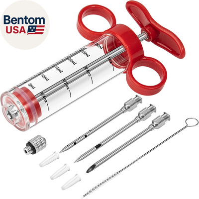 Meat Injector, Turkey Injector Syringe - 3 Needles for BBQ Grill, 1Oz Meat Injec