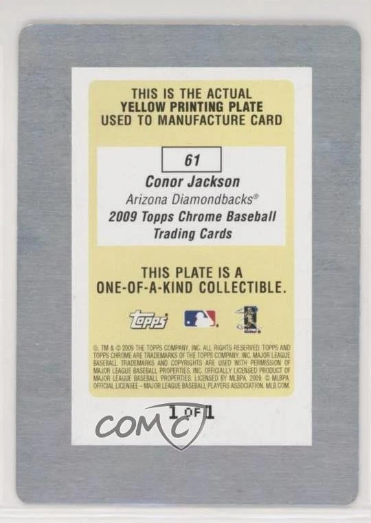2009 Topps Chrome Printing Plate Yellow 1/1 Conor Jackson #61 0c3 - Image 2 of 3