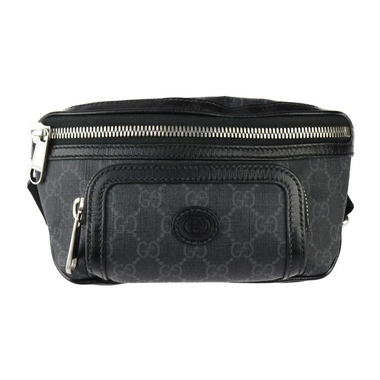 Gucci Interlocking G avec Ceinture Sac Taille 682933 GG Supreme Noir Gris Wai