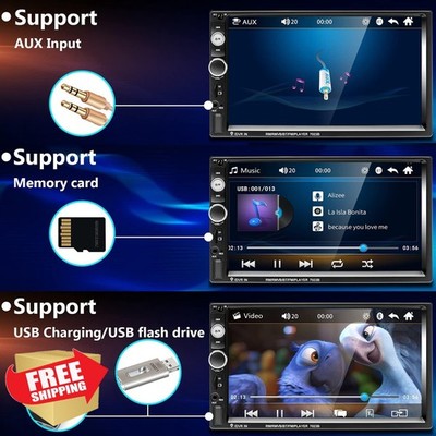 Podofo 7'' Double Din Car Stereo, Touch Screen, Backup Camera