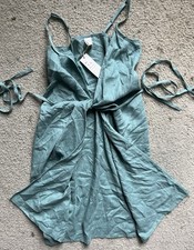 Linen Handmade Studio Womens 8 / M Sleeveless Vintage Linen Wrap Dress New