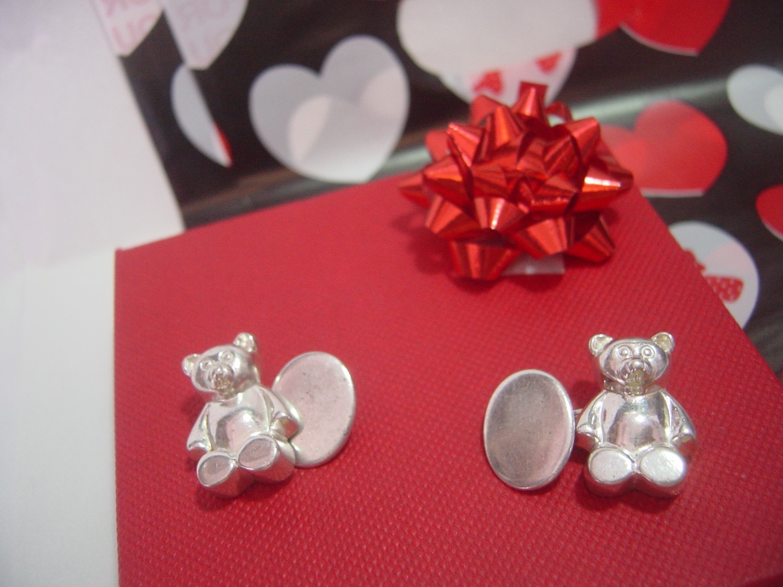 VINTAGE Solid sterling Silver Teddy Bear Cufflink… - image 2