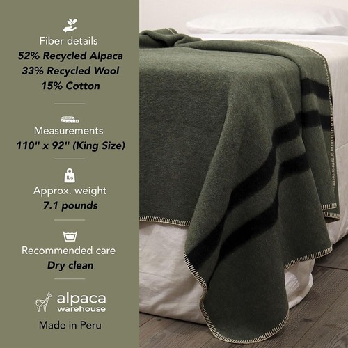 Thick Alpaca Wool Blanket Heavyweight for Camping Outdoors or Using Indoors |... - Picture 4 of 9