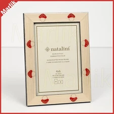 Natalini Handmade Italian Frame 4x6" ( 10x15 cm ) Ivory/Red, Mushrooms, NEW