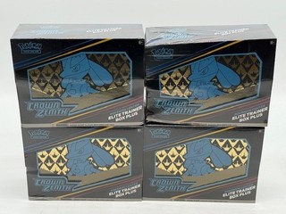 Lot of (4) Pokemon Center Crown Zenith Elite Trainer Box Plus