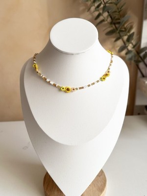 Sonnenblumen Kette Trend Neu Sunflower Fasching Halskette Handmade