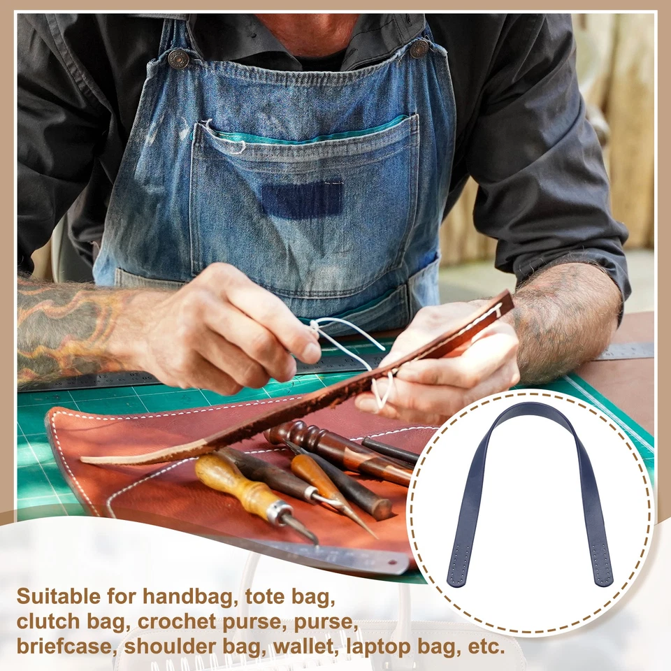 Sangle poignée sac 2 pièces 17,7" L 1/16" Lanière cuir pour bleu foncé - Photo 4/4