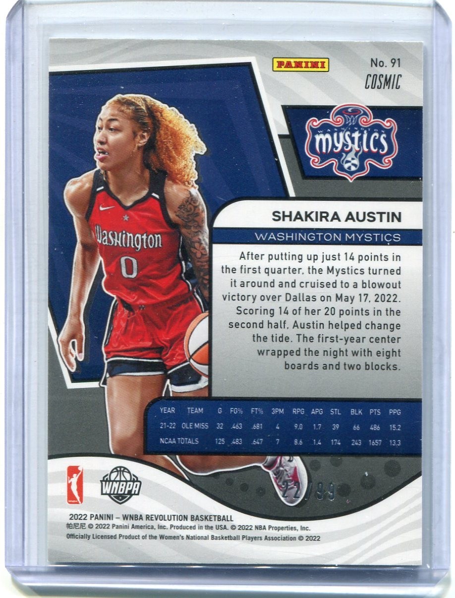 2022 Panini Revolution WNBA #91 Shakira Austin Cosmic #/99 RC view 2