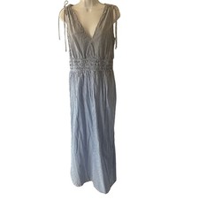 Old Navy Womens Boho Coastal Striped Maxi Dress Nautical Medium Tall Fisherman