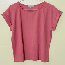 SET THE STAGE Women's Short Sleeve Pullover Top Coral Size L