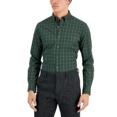 Club Room Men's Slim Fit 4-Way Stretch Plaid Collared Dress Shirt multicolor S