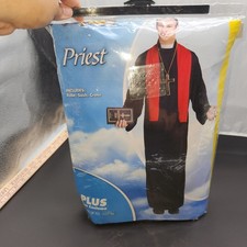 NEW Adult Priest Costume, OSFM up to 46, Robe, Sash, Cross Bible