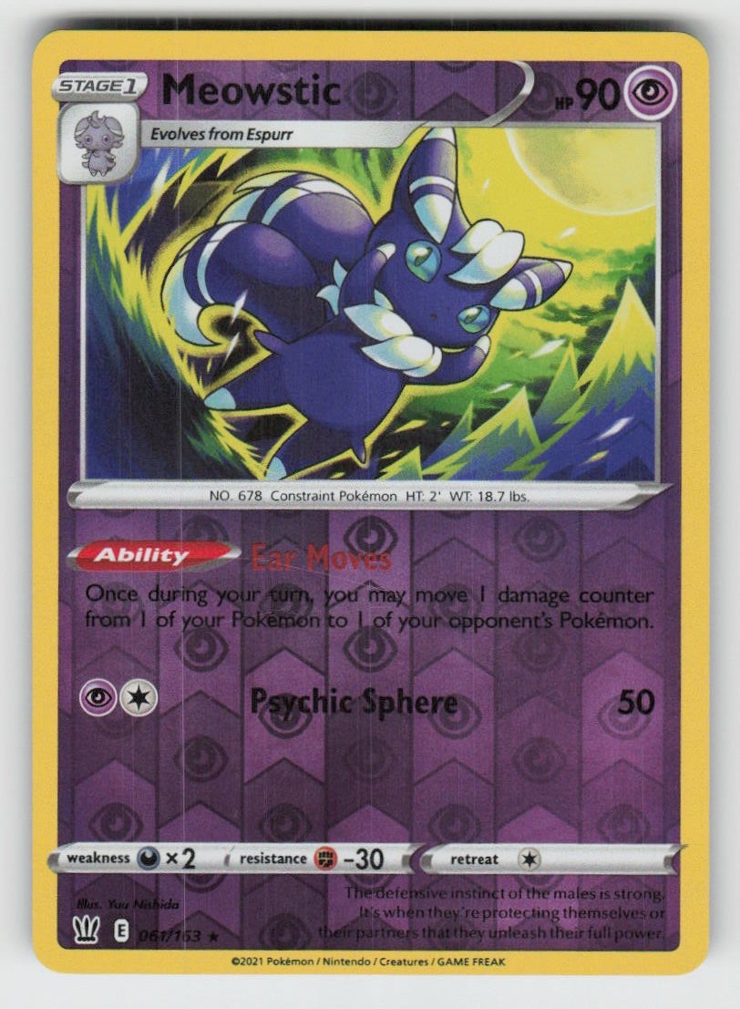 Reverse Holo Meowstic 061/163 Rare Battle Styles Near Mint