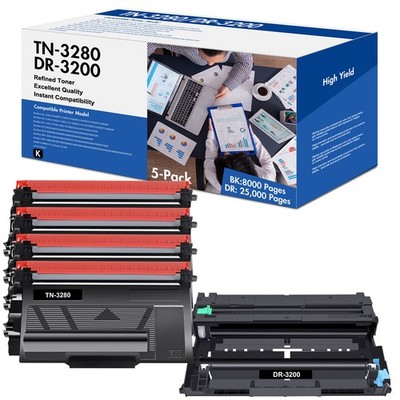 4Toner&1Trommel Compatible with Brother TN-3280 DR-3200 MFC-8370DN 8890DW 8880DN