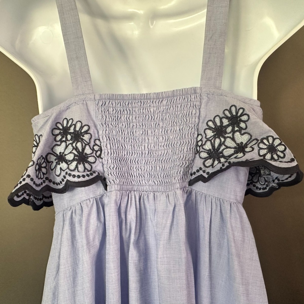 Kate Spade Daisy Floral Embroidered Patio Dress XS Blue Cotton Eyelet  Detail | eBay