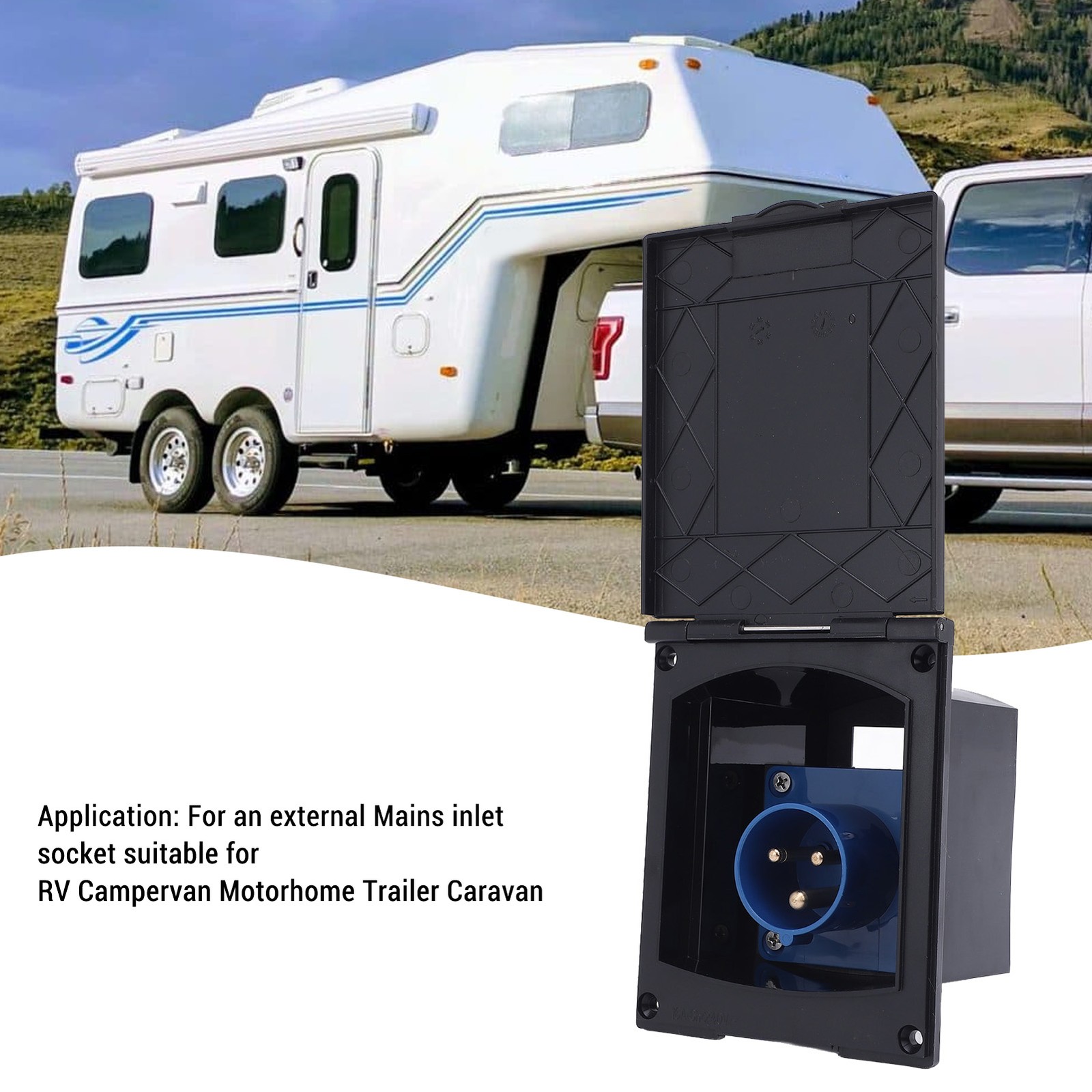 RV Power Inlet Box 3 Prong 16A Water Resistant Power Inlet Plug For Motorhome Tr