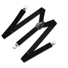 Suspender Black Strong Durable Adjustable Unisex Universal Y Back Adult