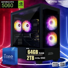 Gaming PC Desktop Computer i7, Up to 64GB RAM 2TB SSD NVIDIA RTX 5060, WiFi