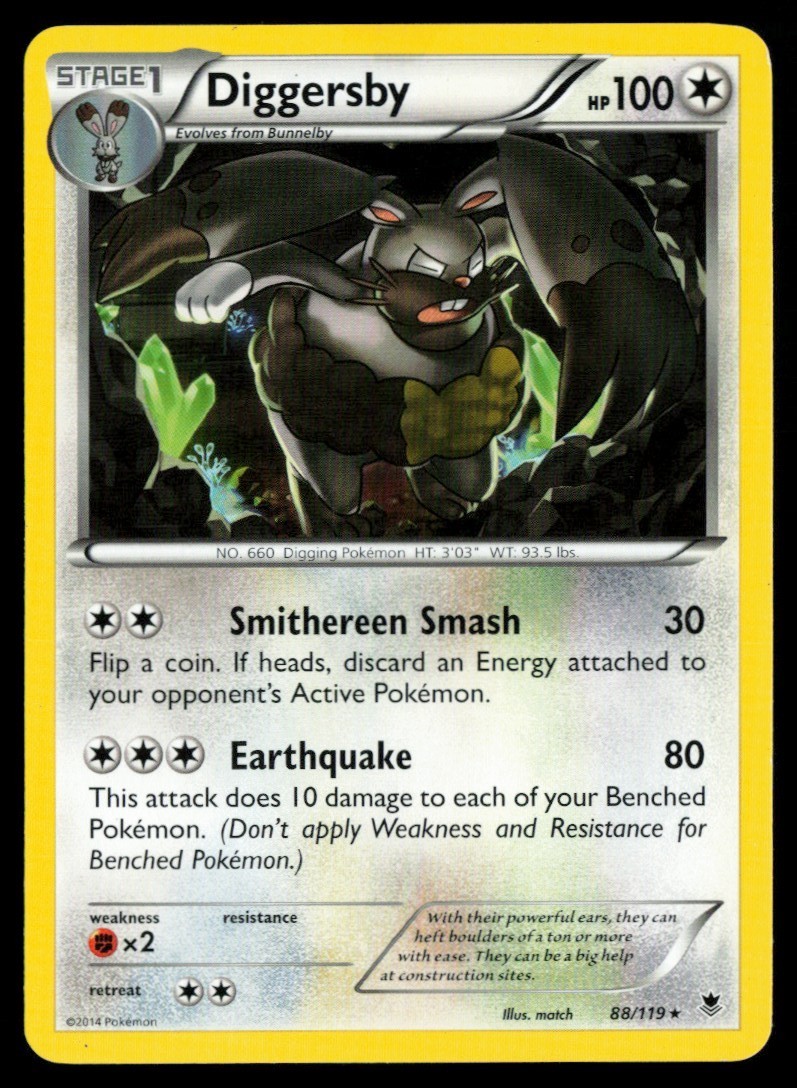 2014 XY  Phantom Forces Diggersby #88 Non Holo Rare Pokemon Card