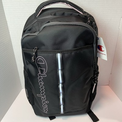 Champion Backpack Black Pink Laptop School Bag Reflective Stripe New