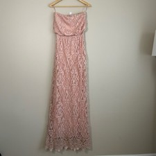 Mango Baby Pink Lace Strapless Maxi Dress Size 4