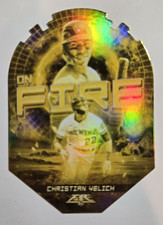 2022 Topps Fire Christian Yelich On Fire Gold Minted Insert Card #EF-16