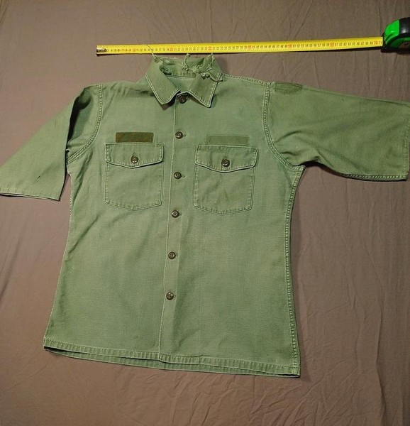 Men Vintage Austrian Army Shirt Khaki Cotton 36 /
