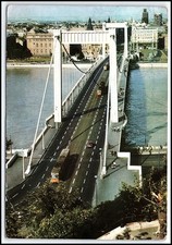 1967 Budapest Hungary Elizabeth Bridge Tram Traffic Vintage Chrome Postc... K030