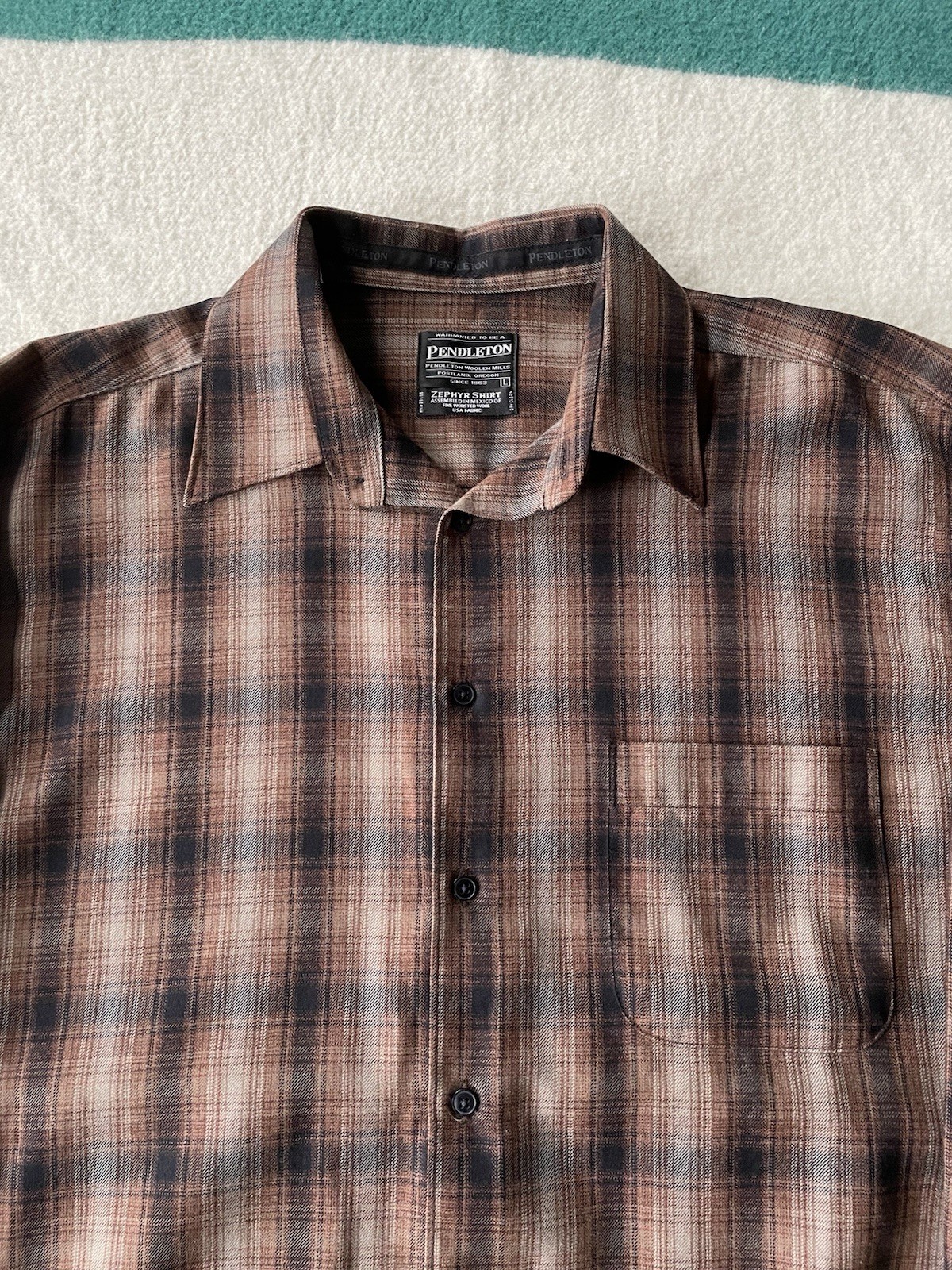 Authentic Pendleton Shadow Plaid Zephyr Shirt Bla… - image 4