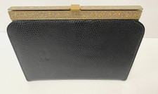 Vintage 60s After Five Black L  M Leather Evening Clutch Bag Coin Purse Party