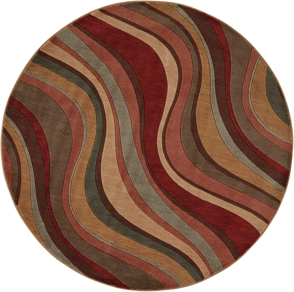 Home Somerset Mid-Century Modern Multicolor 5'6" x Round Area-Rug, Easy-Clean... - Image 2 of 4