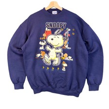 Peanuts Vintage 50th Anniversary Snoopy Sweatshirt Men's Large Tultex Blue Y2K