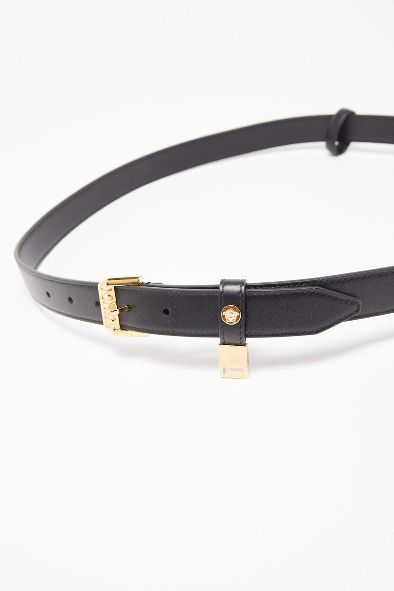 Fendi x Versace Black Leather Logo Letters Buckle Belt 105CM | eBay
