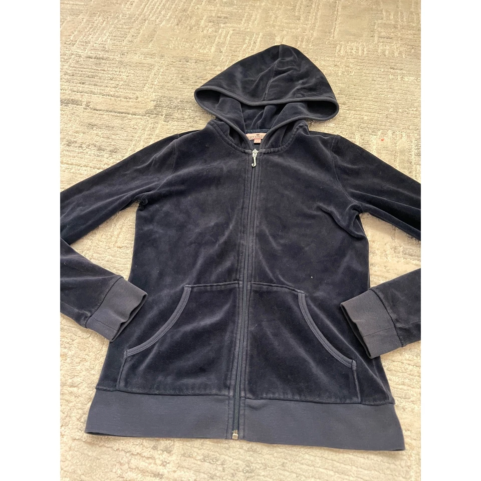 Juicy Couture Kids Girls Velour Zip Up Hoodie Jacket Y2K Blue Size 12 - Image 4 of 4