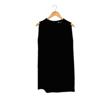 Zara Shift Dress Black Ruched Shoulders XS Mini Classic