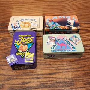 LOT 4x 90s TOBACCO SMOKIN' JOE'S CAMEL RACING/POOL/DESERT/LIGHTS Book Match Tin