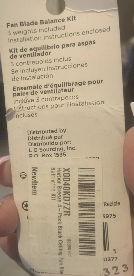  Harbor Breeze Ceiling Fan Blade Balance Kit 0033975 New - Image 2 of 2