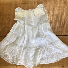 Antique White Cotton Lawn Lace Toddler Doll Dress Christening Gown Heirloom 1900
