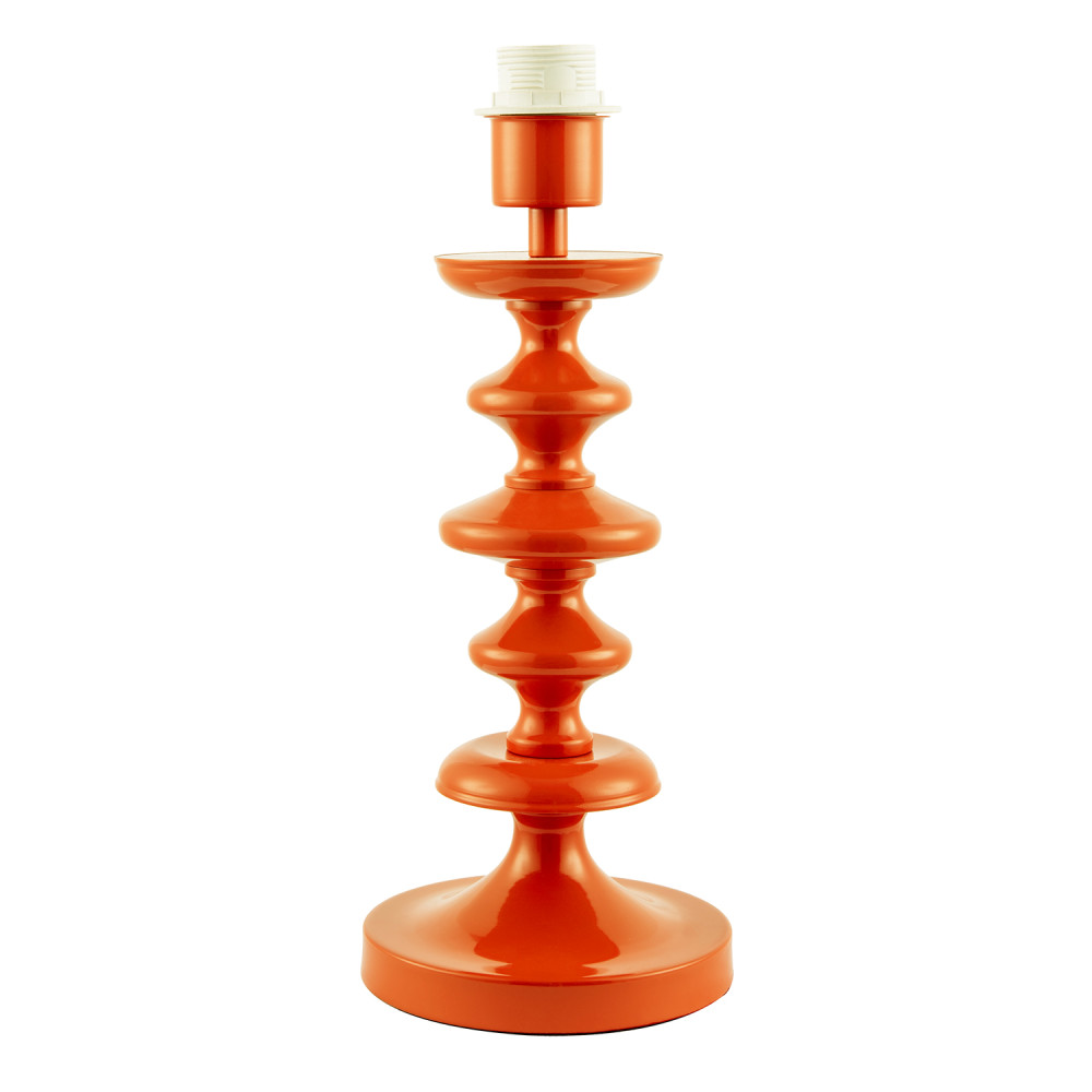 Modern Vivid Orange Gloss Table Lamp Base with Chic Round Step Design by Happ...