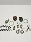 Lot of VNTG Women's Sterling Silver 925 Jewelry Rings Earrings Pendants Scrap