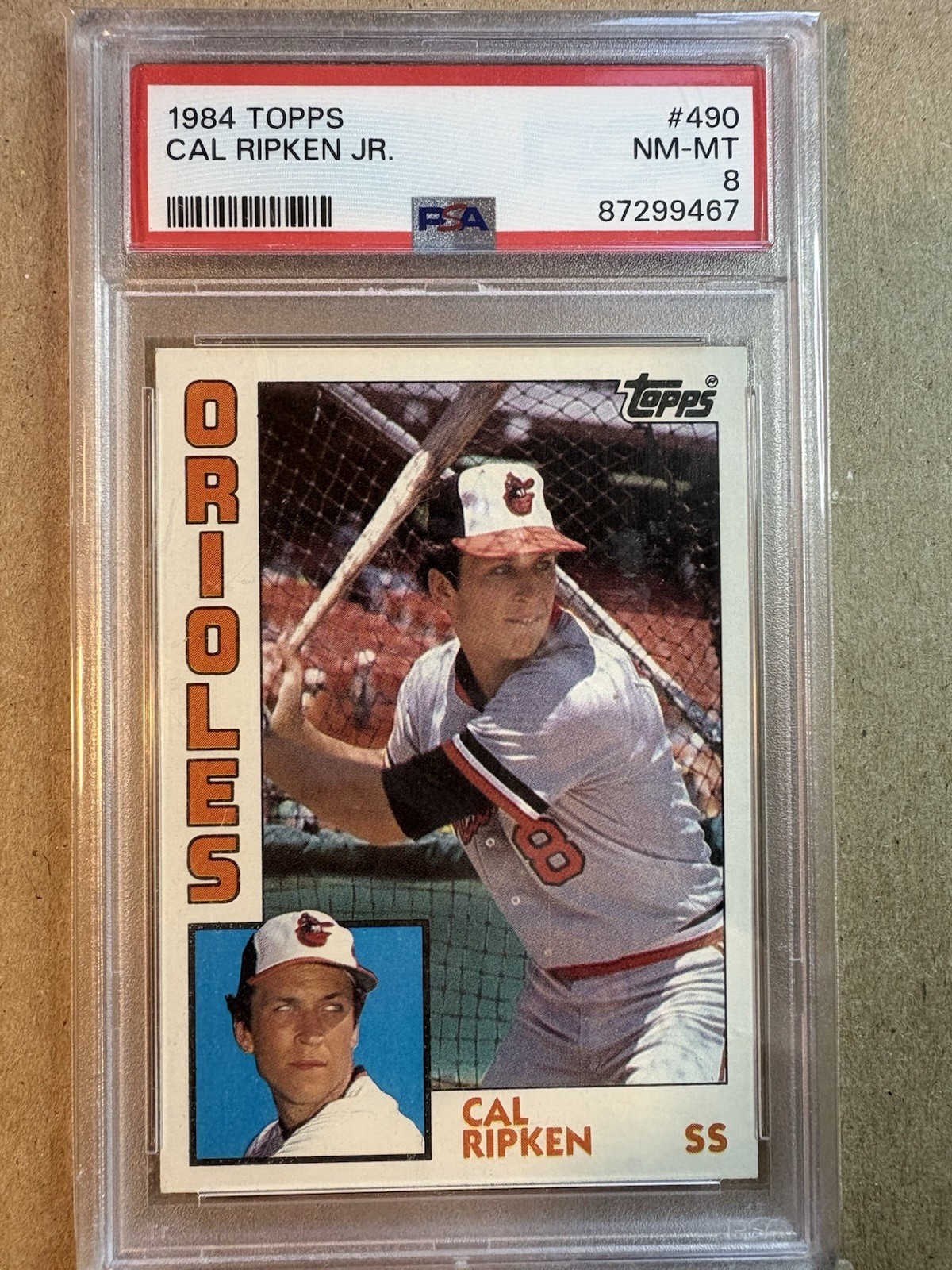 1984 Topps Cal Ripken Jr #490 Baltimore Orioles PSA 8 NM