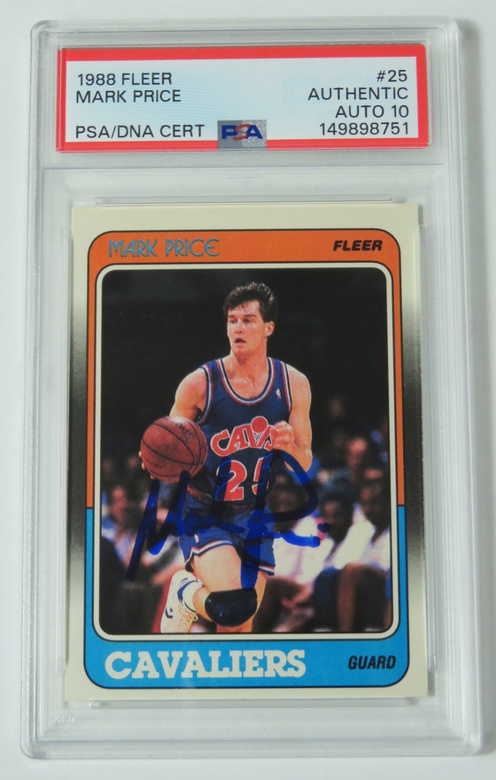 Mark Price CAVALIERS Signed Autograph 1988 Fleer Rookie Card 25 PSA 10 Auto