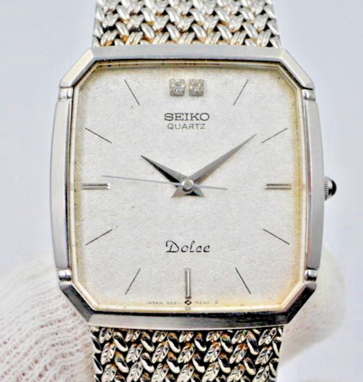 1989 Watch 9521-5210 Vintage Dial Dolce Quartz Men Seiko 27mm [Exc+5] Silver - vintagewatches.pk