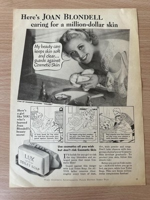 Vintage 1936 Lux Soap Print Ad - Joan Blondell