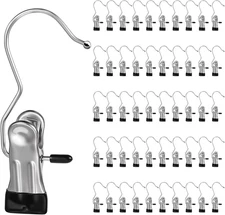 100 Pcs Stainless Steel Clothes Hanger Clips Heavy Duty Laundry Travel Hooks