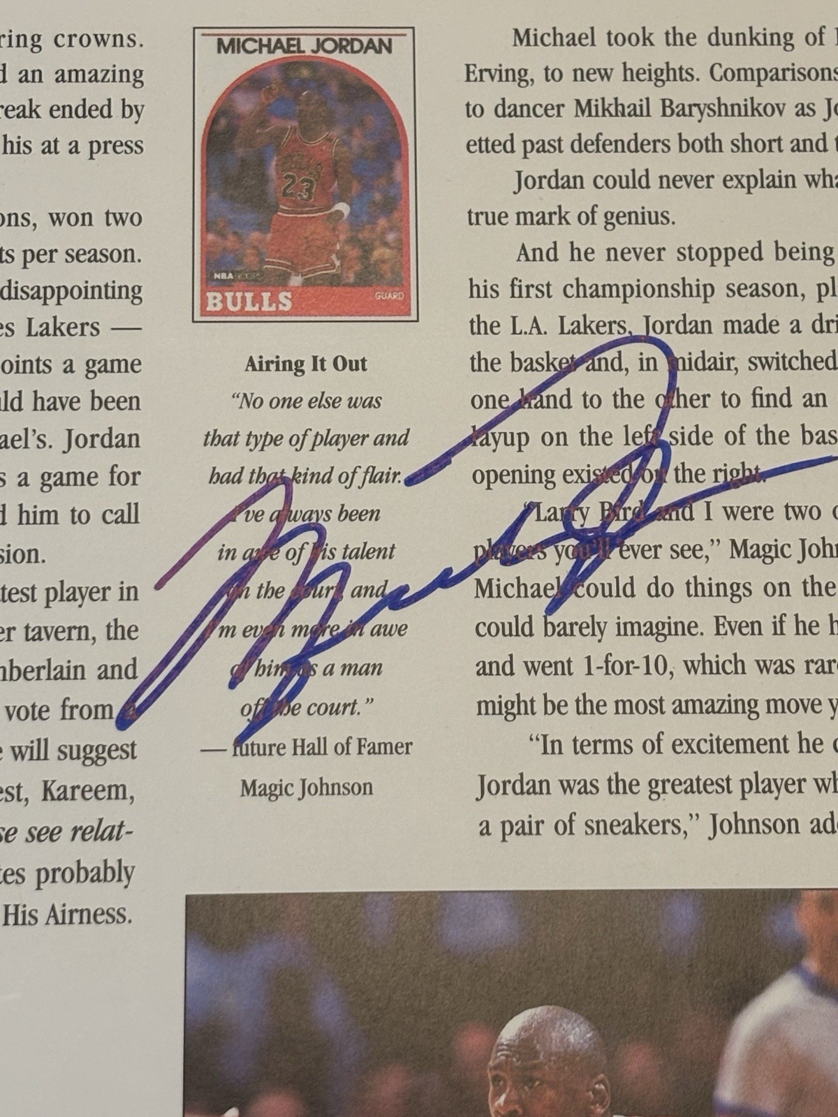 Rare Original Michael Jordan Autographed , Magazine article Page  1993 NBA .