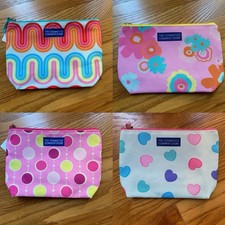 4x Cosmetic Bags Canvas Zip Closure, Travel Makeup Bag/ Pencil Bag