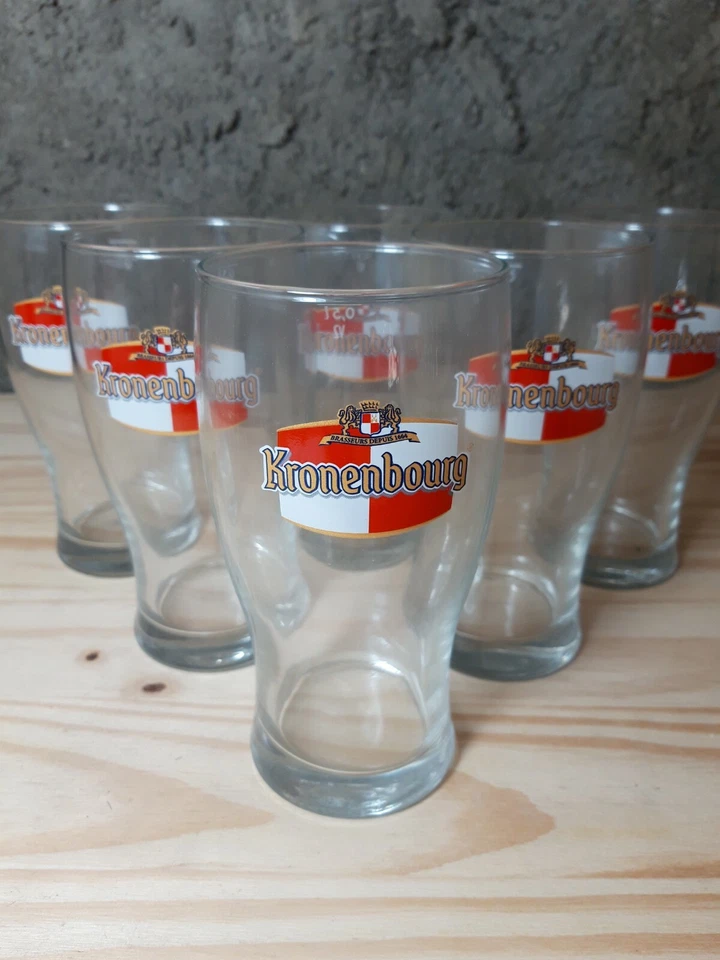 6 VERRES A BIERE KRONENBOURG 50CL NEUFS + 6 SOUS BOCKS OFFERTS PINTES KRONENBOUR